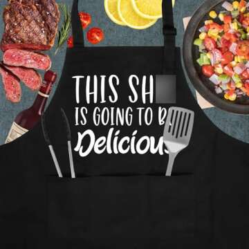 Miracu Funny Cooking Aprons for Women, Funny Baking Aprons for Men Dad - Mens Cooking Gifts for Bake...