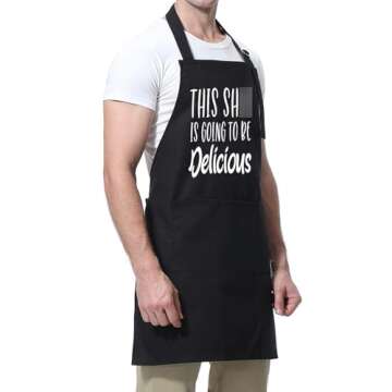 Miracu Funny Cooking Aprons for Women, Funny Baking Aprons for Men Dad - Mens Cooking Gifts for Bakers Husband Boyfriend - Valentines Day, Birthday Kitchen Gifts for Men, BBQ Grilling Presents
