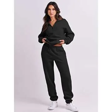 ANRABESS Oversized Half Zip Sweatshirt & Jogger Set 2024