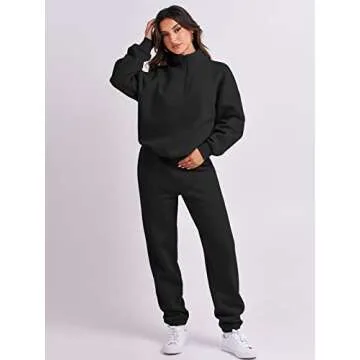 ANRABESS Oversized Half Zip Sweatshirt & Jogger Set 2024