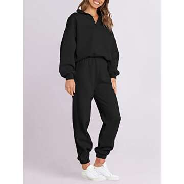 ANRABESS Oversized Half Zip Sweatshirt & Jogger Set 2024