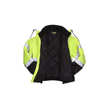 Pyramex Safety RJ3210X2 RJ32 Series Jackets Hi-Vis Lime Bomber Jacket with Quilted Lining- Size 2X Large