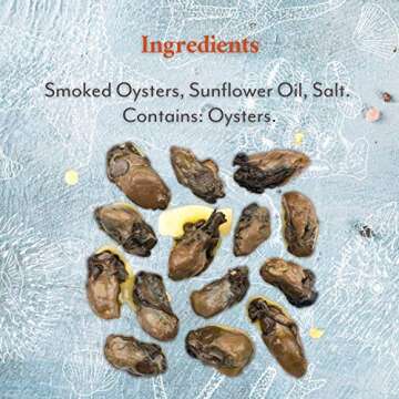 Roland Foods Petite Premium Smoked Oysters in Oil, Wild Caught, 3 Ounce Tin, Pack of 10