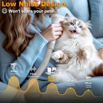 Odatay Dog Grooming Kit, 12,000Pa Strong Pet Grooming Vacuum for Dogs with Clipper Nail Grinder, 2L Dust Cup, 5 Suction Levels Dog Hair Vacuum with 7 Pet Grooming Tools for Shedding and Home Cleaning