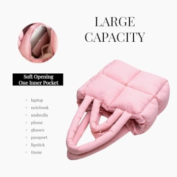 Puffer Tote Bag Chic Quilted Design Lightweight Stylish Handbag