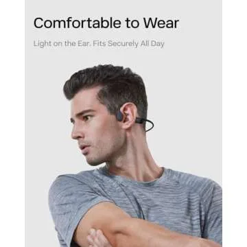 SHOKZ OpenRun with USB-C Charging - Open-Ear Bluetooth Bone Conduction Sport Headphones - Sweat Resistant Wireless Earphones for Workouts and Running - Built-in Mic, with Hair Band - Standard - Black