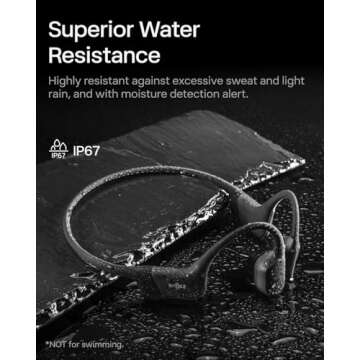 SHOKZ OpenRun with USB-C Charging - Open-Ear Bluetooth Bone Conduction Sport Headphones - Sweat Resistant Wireless Earphones for Workouts and Running - Built-in Mic, with Hair Band - Standard - Black