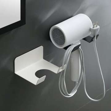WISELADY Hair Dryer Holder, Wall Mounted Organizer