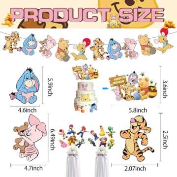 Lacgeir Winnie Pooh Party Decorations Winnie Pooh Centerpieces Include Banner Cake Cupcake Toppers Centerpieces for Winnie Pooh Baby Shower Decorations