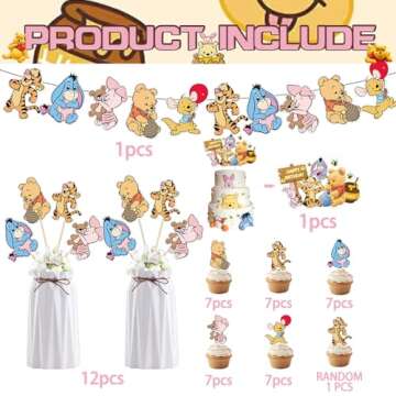 Lacgeir Winnie Pooh Party Decorations Winnie Pooh Centerpieces Include Banner Cake Cupcake Toppers Centerpieces for Winnie Pooh Baby Shower Decorations