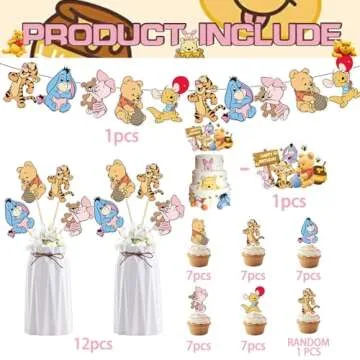 Lacgeir Winnie Pooh Party Decorations Winnie Pooh Centerpieces Include Banner Cake Cupcake Toppers Centerpieces for Winnie Pooh Baby Shower Decorations