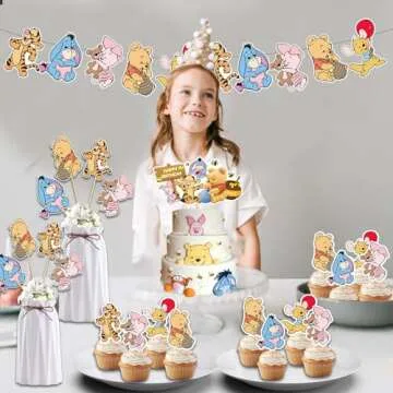 Lacgeir Winnie Pooh Party Decorations Winnie Pooh Centerpieces Include Banner Cake Cupcake Toppers Centerpieces for Winnie Pooh Baby Shower Decorations