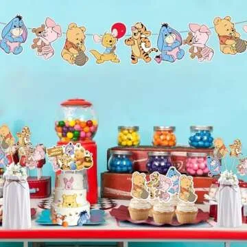 Lacgeir Winnie Pooh Party Decorations Winnie Pooh Centerpieces Include Banner Cake Cupcake Toppers Centerpieces for Winnie Pooh Baby Shower Decorations