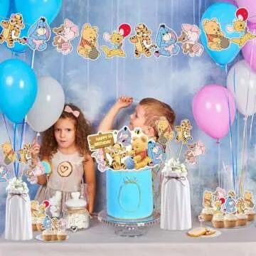Lacgeir Winnie Pooh Party Decorations Winnie Pooh Centerpieces Include Banner Cake Cupcake Toppers Centerpieces for Winnie Pooh Baby Shower Decorations