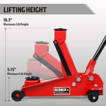 Jack Boss Floor Jack 3 Ton Capacity Fast Lift Service Jack Steel Heavy Duty Hydraulic Car Jack