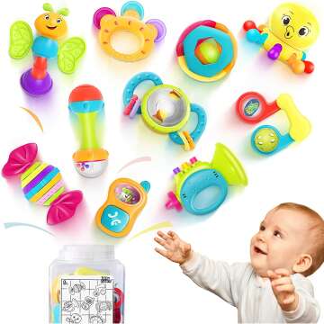 10pcs Baby Rattles Set for Newborns - iPlay, iLearn
