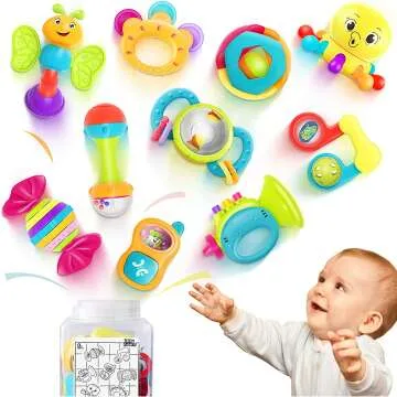 10pcs Baby Rattles Set for Newborns - iPlay, iLearn