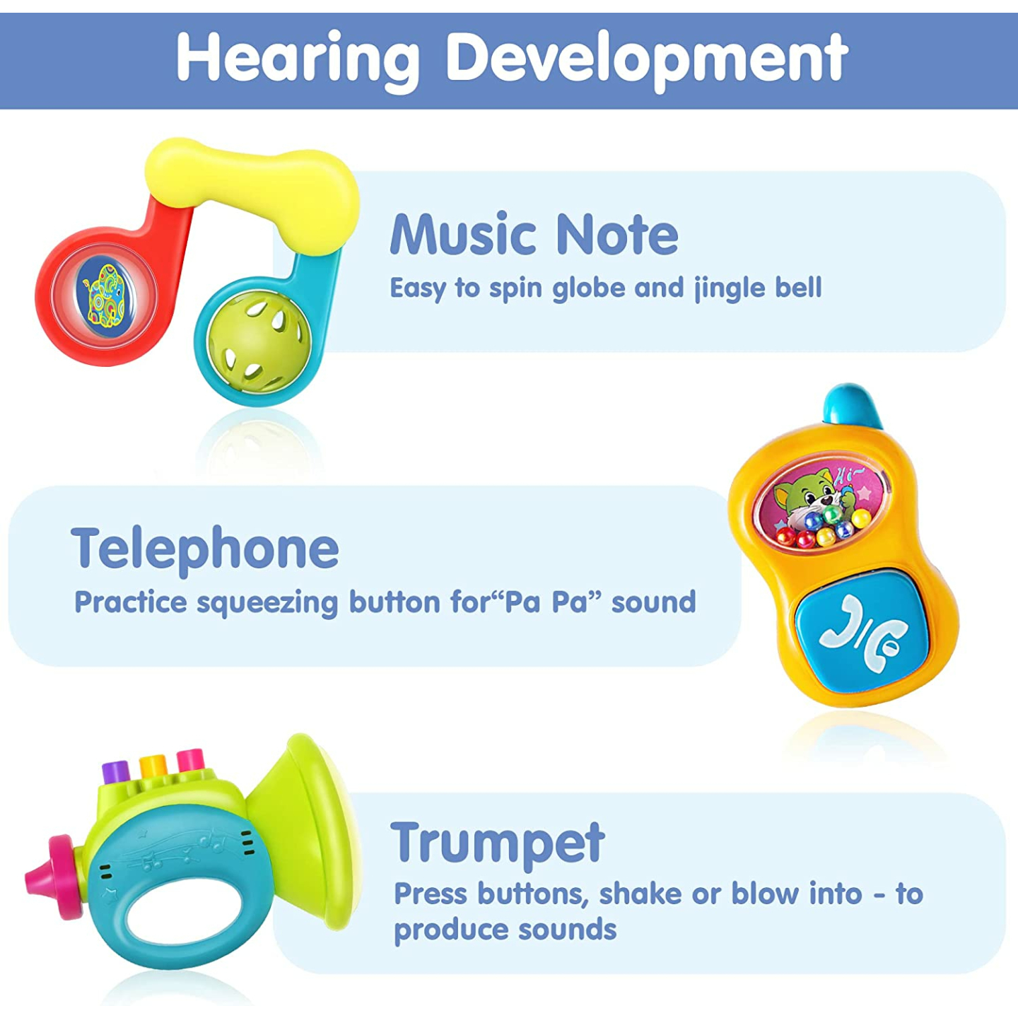 10pcs Baby Rattles Set for Newborns - iPlay, iLearn