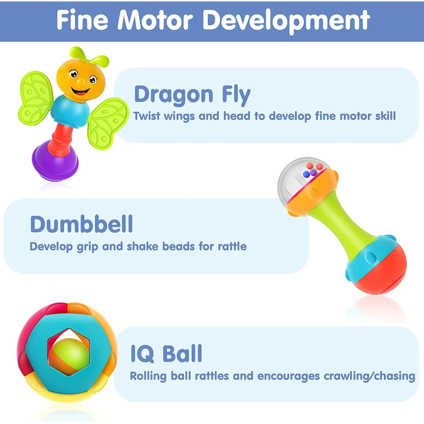 10pcs Baby Rattles Set for Newborns - iPlay, iLearn