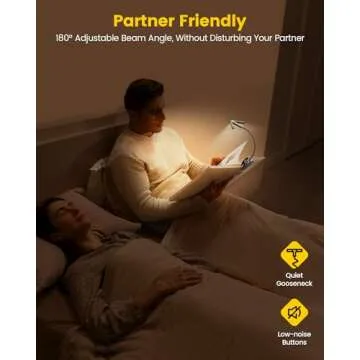 Glocusent Innovative Tri-Head Book Light for Reading in Bed, 3 Colors & 5 Brightness Levels, 1000mAh Rechargeable, with 30-Min Timer, 10-100Hrs, Partner Friendly, Perfect for Book Lovers