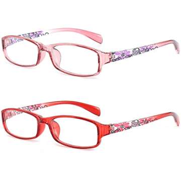 QISEOG Reading Glasses Blue Light Blocking-2 Pack Colors Lightweight TR90 Readers for Women,Blue Screen UV Computer Eyeglasses 1.5