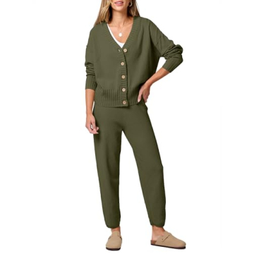 Stylish Women’s 2 Piece Waffle Knit Cardigan and Jogger Set for Fall 2024