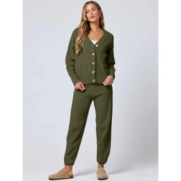 ANRABESS Women’s Stylish Cardigan and Jogger Set 2024