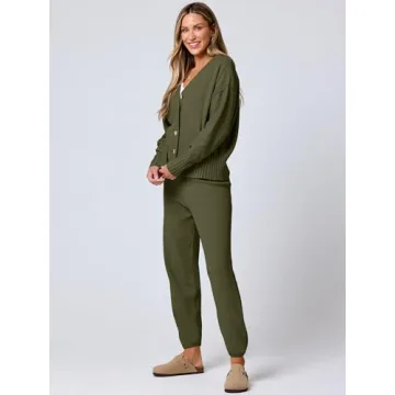 ANRABESS Women’s Stylish Cardigan and Jogger Set 2024