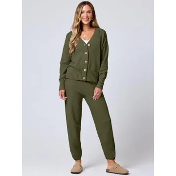 ANRABESS Women’s Stylish Cardigan and Jogger Set 2024