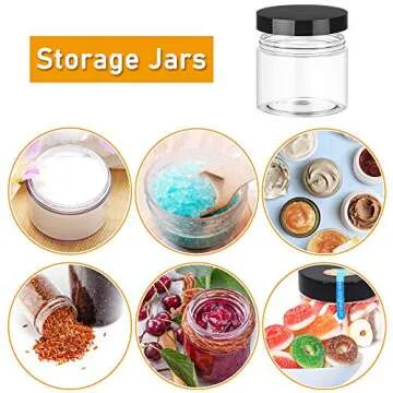 20 Pack 2 oz Clear Plastic Round Slime Containers,Empty Plastic Storage Jars with Black Lids,Refillable Storage Container for Slime,Cosmetic,Cream,Paint,Jewelry