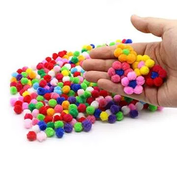 YooThink 1500 Pieces Pompoms for Crafts,Small Size 1CM Small pom poms for Crafts,Pompoms for DIY Cre...