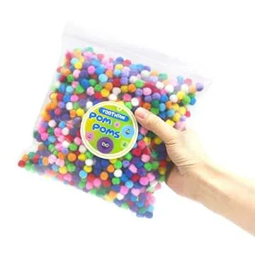 YooThink 1500 Pieces Pompoms for Crafts,Small Size 1CM Small pom poms for Crafts,Pompoms for DIY Creative Crafts Decorations