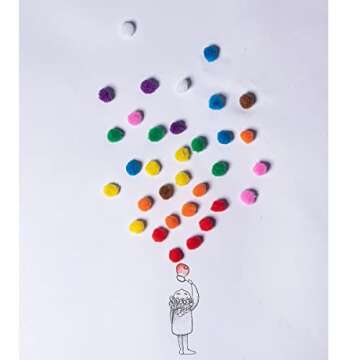 YooThink 1500 Pieces Pompoms for Crafts,Small Size 1CM Small pom poms for Crafts,Pompoms for DIY Creative Crafts Decorations