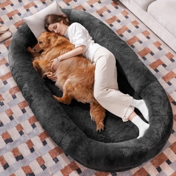 Giant Human Dog Bed with Blanket & Storage Pocket