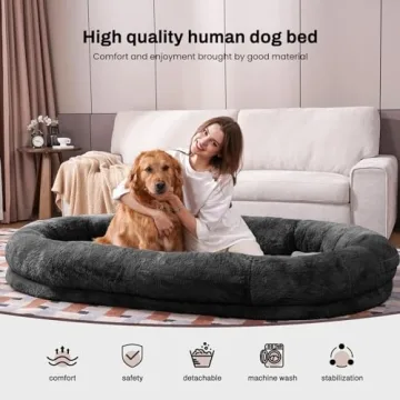 Giant Human Dog Bed with Blanket & Storage Pocket