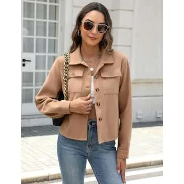 Shop Zeagoo 2025 Casual Cropped Shacket Stylish Flannel Jackets