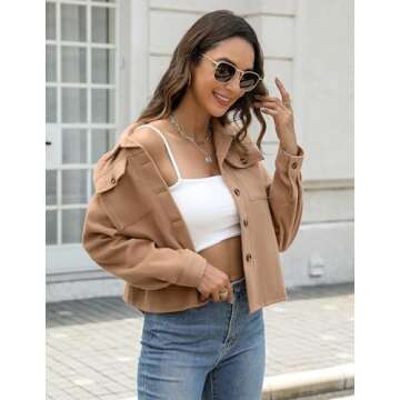 Shop Zeagoo 2025 Casual Cropped Shacket Stylish Flannel Jackets