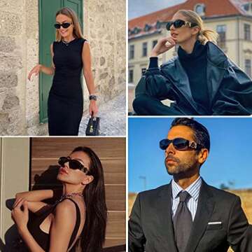 mosanana Trendy Rectangle Sunglasses for Women Men Model-TRACER