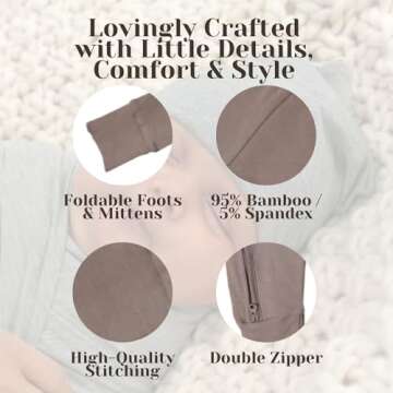 Nesting Club Bamboo Baby Romper, Bamboo Baby Pajamas and Lounge Wear–Gender Neutral Essentials, 3-...