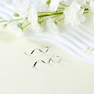 Handmade 925 Sterling Silver Spiral Threader Earrings Hypoallergenic Twisted Curved Drop Dangle Earrings Pull Through Earrings for Women Trendy Fashion-Long Silver