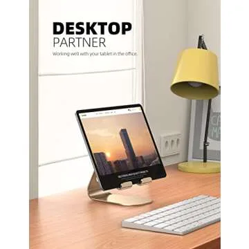 Lamicall Adjustable Tablet Stand - Desktop Holder Dock Compatible with iPad Pro 9.7, 10.5, 12.9 Air Mini 4 3 2, Kindle, Nexus, Tab, E-Reader (4-13") - Gold