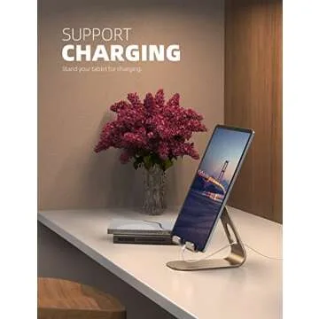 Lamicall Adjustable Tablet Stand - Desktop Holder Dock Compatible with iPad Pro 9.7, 10.5, 12.9 Air Mini 4 3 2, Kindle, Nexus, Tab, E-Reader (4-13") - Gold