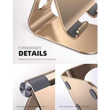 Lamicall Adjustable Tablet Stand - Desktop Holder Dock Compatible with iPad Pro 9.7, 10.5, 12.9 Air Mini 4 3 2, Kindle, Nexus, Tab, E-Reader (4-13") - Gold