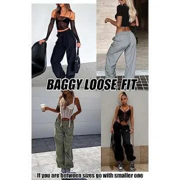 DISCIPBUSH Cargo Pants Women Baggy - Parachute Pants for Women, Rave Y2K Festival Outfits Cobalt Blue M