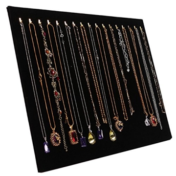 Tinsow 14.7"x12" Velvet Jewelry Display Tray with 17 Hooks