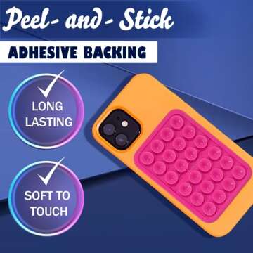 Suction Phone Case Mount, Sillicon Adhesive Phone Accessory for iPhone and Android, Hands-Free Fidget Toy Mirror Shower Phone Holder, Tiktok Videos and Selfies (Hot Pink)