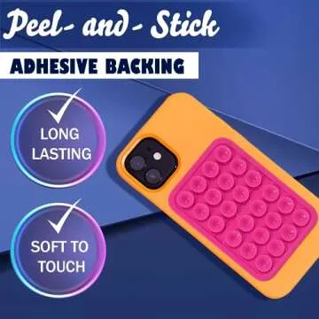 Suction Phone Case Mount, Sillicon Adhesive Phone Accessory for iPhone and Android, Hands-Free Fidget Toy Mirror Shower Phone Holder, Tiktok Videos and Selfies (Hot Pink)