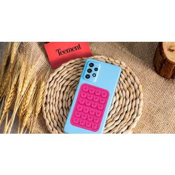 Suction Phone Case Mount, Sillicon Adhesive Phone Accessory for iPhone and Android, Hands-Free Fidget Toy Mirror Shower Phone Holder, Tiktok Videos and Selfies (Hot Pink)