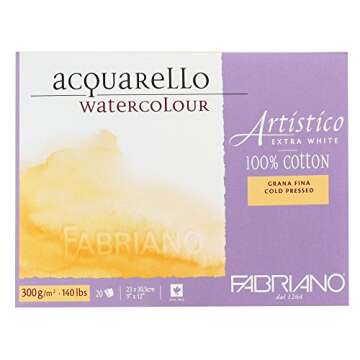 Fabriano Artistico 140 lb. Cold Press 20 Sheet Block 9x12" - Extra White