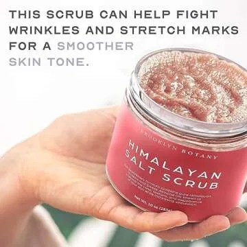 Brooklyn Botany Himalayan Salt Body Scrub - Moisturizing and Exfoliating Body, Face, Hand, Foot Scrub - Fights Stretch Marks, Fine Lines, Wrinkles - Great Gifts for Women & Men - 10 oz